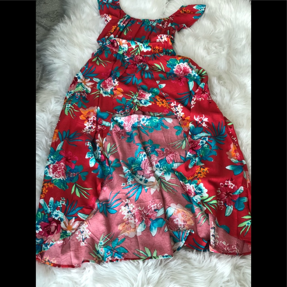 NEW LOOK red floral romper dress off shoulder ! - Picture 5 of 5
